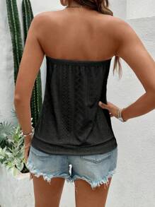 SHEIN PETITE Women's Solid Color Casual Tube Top, Minimalist & Fashion, Suitable For Summer - Black - View 2