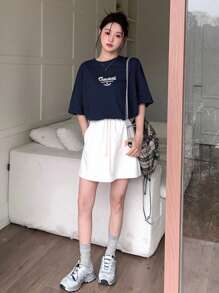 DAZY Women T-Shirts Huruf Casual - Navy Blue - View 5