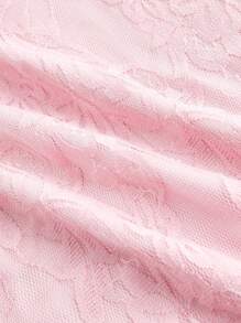 SHEIN MOD Ladies Floral Lace Ruffle Hem Elegant Maxi Slip Dress - Baby Pink - View 4