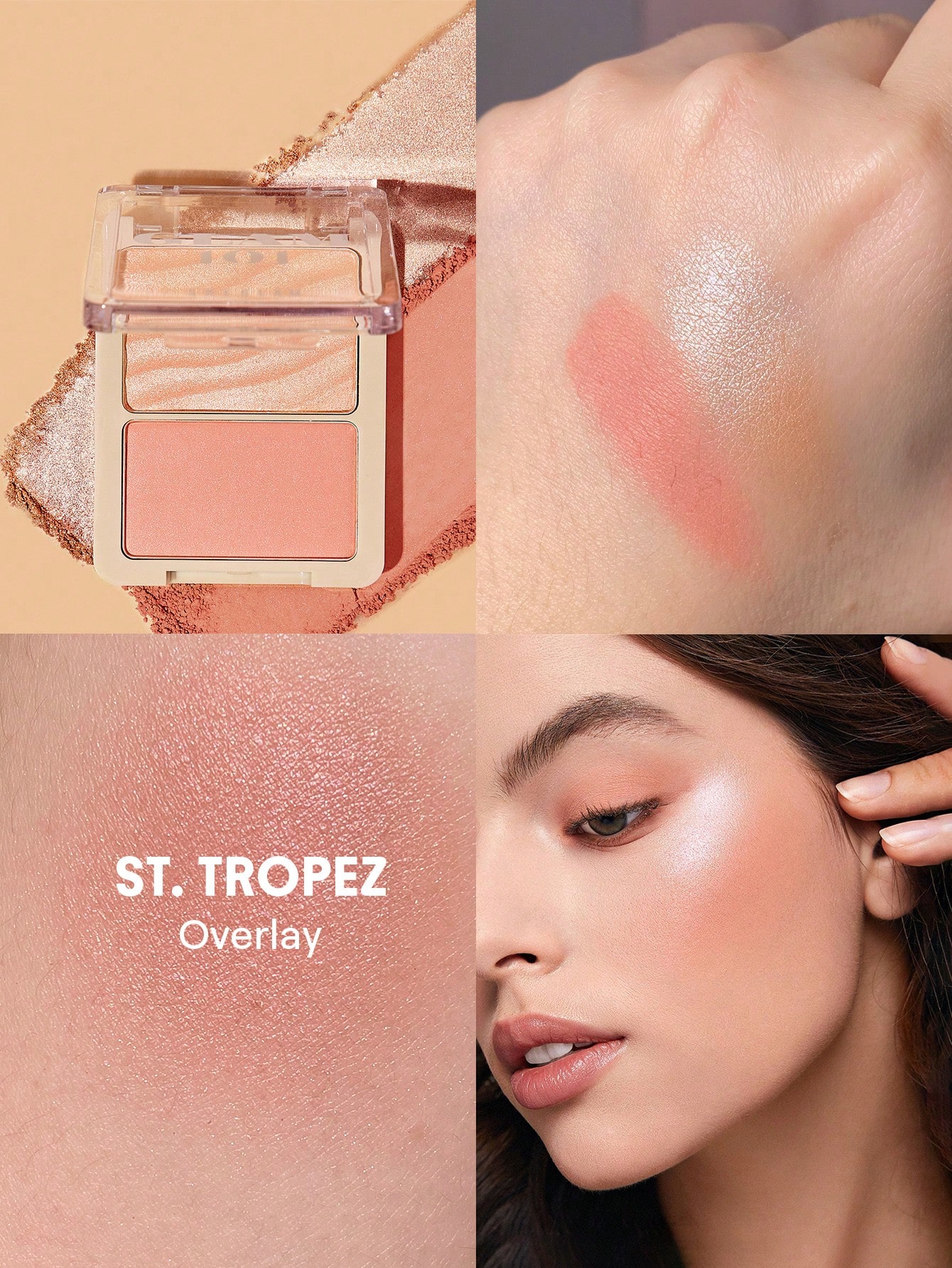 SHEGLAM مجموعة بودرة هايلايتر وأحمر خدود هجينة من Glam 101-St. Tropez Blush Highlighter Powder Palette غير قابلة للتلاشي ومتعددة الاستخدامات وغير دهنية ولامعة وخفيفة الوزن وناعمة أحمر خدود Pink Brown Rosa Blush حمره بلشر علامة تجارية