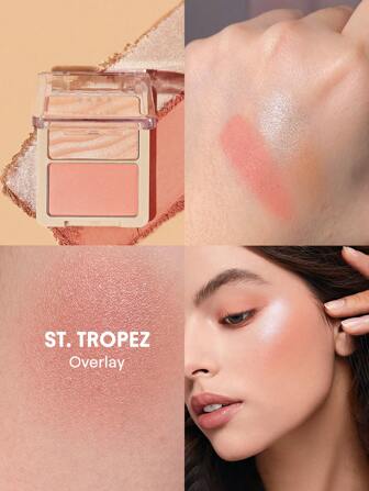 Duo Hybride Enlumineur Et Fard à Joues Glam 101-St. Tropez Palette De Fards à Joues En Poudre Enlumineurs Non DéColorants Multi-Usages Non Gras Fard à Joues LéGer Et Lisse NoëL Hiver Rose Brun Rosa Blush Rare,Rouge Marque Beauté Visage Maquillage CosméTique Pour Femmes Filles Parfait Pour Hiver IdéAl Pour Y2K ÉLéGant Mode Adapté Pour Anniversaire Xmas Cadeau FêTe PrêT Meilleure Couleur