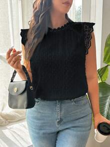 SHEIN Frenchy Ärmelloses Hemd Einfarbig in Große Größen, einfach und modisch für den Sommer