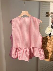 Comfortcana Women's Striped Print Tie Camisole Blouse