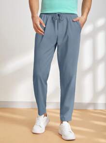 Manfinity VCAY 男式纯色抽绳腰口袋休闲编织裤