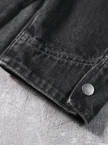 Manfinity EMRG Men's Washed Khaki Casual Loose Denim Jacket - Light Grey - View 8