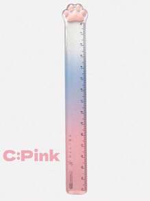 1pc Cute Cat Paw Straight Ruler, 15cm Transparent Drawing Ruler, Highly Attractive Gradient Plastic Measuring Ruler, Student Stationery, Cartoon Creative Bookmarks, Pink Agenda Ruler, Drawing Measuring Tool, Prize Or Gift