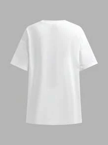 SHEIN BASICS 2pcs Casual Solid Color Knit Crew Neck Short Sleeve Loose Women T-Shirts - Baby Blue - View 4