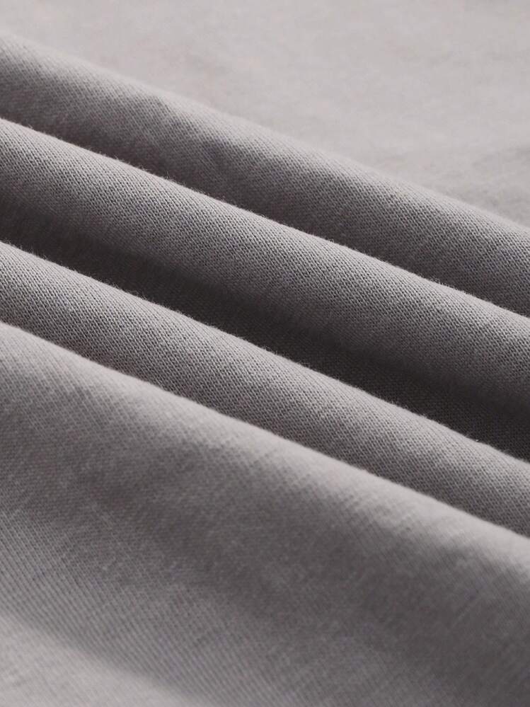 DAZY 纯色圆领T恤，商务休闲女式学院风上衣 - 淺灰色 - 查看 4