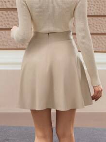 EURMUSE Women Plain Simple Fashion Skirt, Suitable For Summer - Cream - View 4
