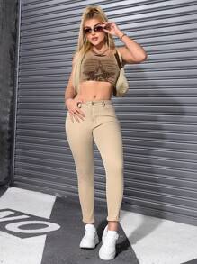 SHEIN Essnce 休闲纯色修身牛仔裤