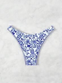 Swim Vcay Damen Sommer Strand Muster High Cut zufällige Bikini Hose