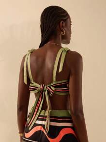 CAJUNI Damen Carioca Urlaubs Lässig Sommer Boho Tropischer Schmetterling Muster Träger Camisole