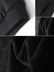 Manfinity Homme Men's Long Sleeve Casual Versatile Thermal Lined Outdoor  Jacket, Autumn/Winter, Navy Blue Jacket, Thermal Lined Jacket - Black - View 4