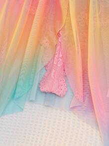 1pc Plus Size Sexy Lace Contrast Mesh Bodysuit - Multicolor - View 5