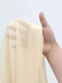 Sweetra 优雅性感纯色不对称褶饰修身不对称领口细肩带上衣 - 杏色 - 查看 6