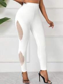 SHEIN Lady Solid Color Seamless Side Hollow Out Butt Lifting Slimming Fitness Yoga Leggings