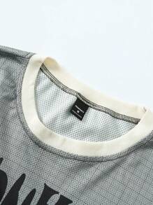 Manfinity EMRG Men's Casual Contrast Color Letter Print Short Sleeve Racing T-Shirt - Multicolor - View 4