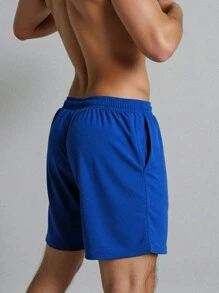 Manfinity Dauomo Men's Casual Solid Color Shorts, Suitable For Summer