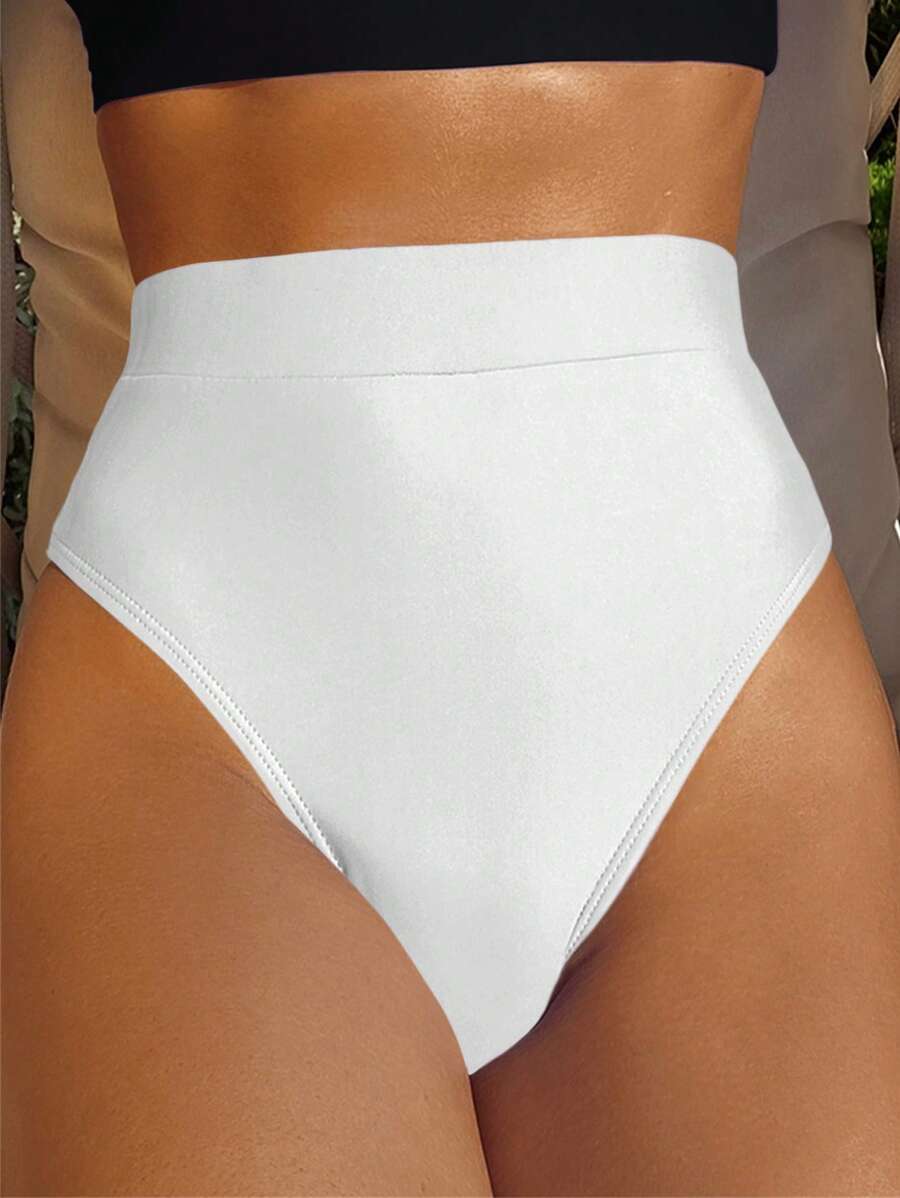 Swim Vcay 女士纯色比基尼泳裤 - 白色 - 查看 1