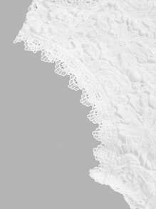 Rometta Áo hai dây cổ tròn không tay họa tiết hoa ren vá thanh lịch cỡ lớn dành cho nữ - trắng - Xem 7