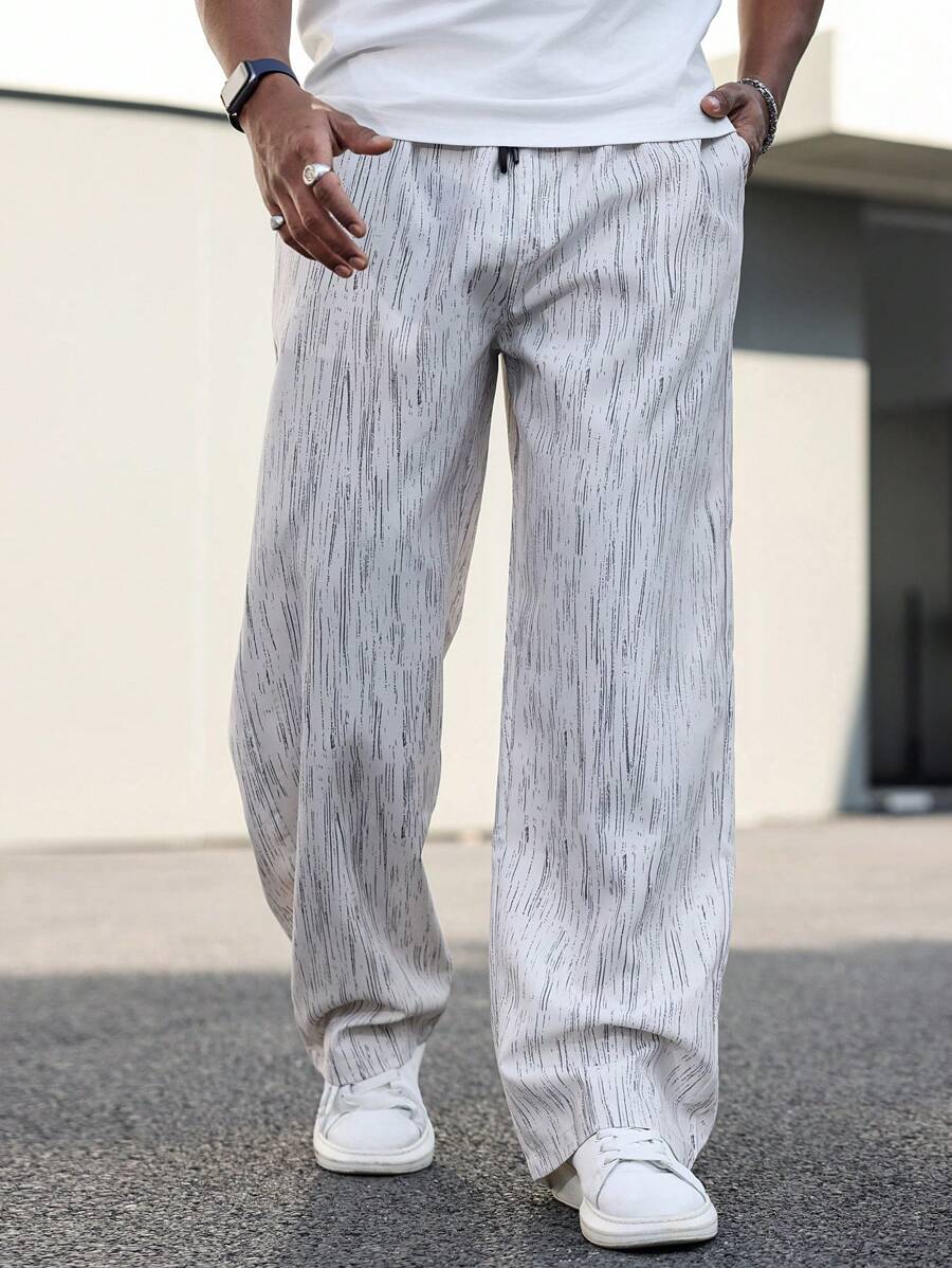 Manfinity CasualCool 大码男士休闲条纹抽绳腰长裤