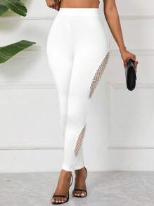 SHEIN Lady Solid Color Seamless Side Hollow Out Butt Lifting Slimming Fitness Yoga Leggings