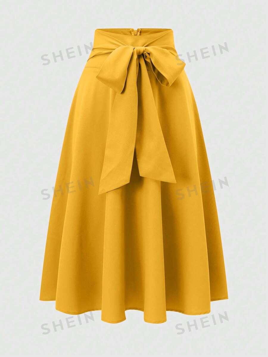 Franclia Falda de mujer de unicolor con cintura fruncida, falda de mujer elegante de color borgoña