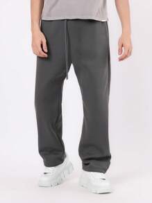 SUMWON Athletic Sweatpants Comfortable Loose Fit Elastic Ankle Casual Jogger Pants Workout Lounge Winter Training Running Athleisure Streetwear - Dark Grey - View 3