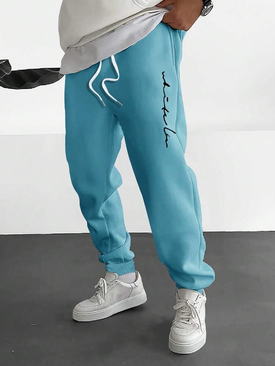 Manfinity Homme Loose Men's Letter Graphic Drawstring Waist Sweatpants