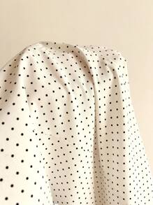 Elamini Women's Fitted Polka Dot Print Collared Short Sleeve Shirt