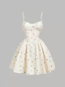 SHEIN MOD 女士夏季碎花吊带迷你连衣裙 - 彩色 - 查看 1