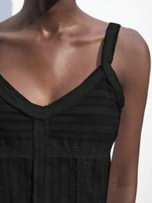 Maija Women's 2025 Summer Black Tassel Camisole Top, Front Open Design, Casual Business Daily Commute, Elegant For Beach Resort, Wedding Guests, Country Music Festival, Brunch, Airport, 90s Retro