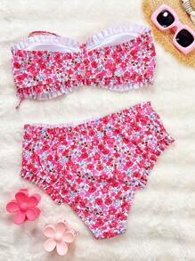 Swim Mod Beach Summer Women Assorted Print Ruffled Two Pieces Swimwear - Multicolor - View 2