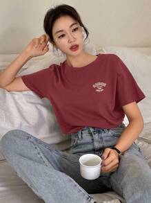 DAZY Letter Printed Short Sleeve T-Shirt For Summer