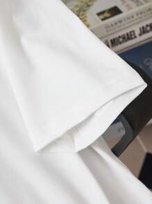 Manfinity EZcore 2pcs/Set Men's Letter Print T-Shirt And Solid Color Drawstring Shorts Suit - Multicolor - View 4