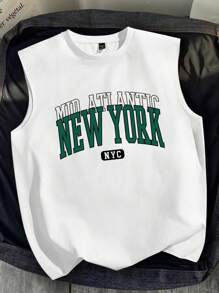 Manfinity Joysei 白色品牌男士休闲简约字母图案背心 - 白色 - 查看 1