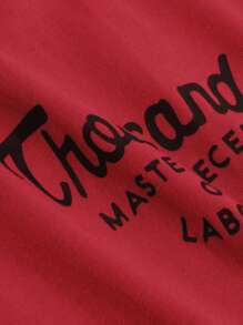 DAZY 女士简约印花圆领短袖T恤日常百搭千工装夏季超大码T恤 - 紅色 - 查看 4