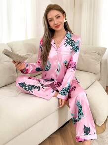 Dream Adore 2pcs/Set Women's Cute Cat Print Pajamas Set