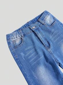 Tween Girls' Distressed Denim Jeggings, Fashionable And Versatile Snug Fit Jeans - Medium Wash - View 4