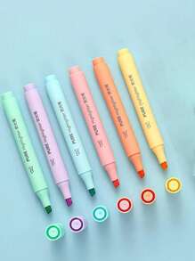 1/2 套马卡龙粉彩色荧光笔，大容量凿子尖荧光笔，用于着色、下划线、突出显示、日记回到学校