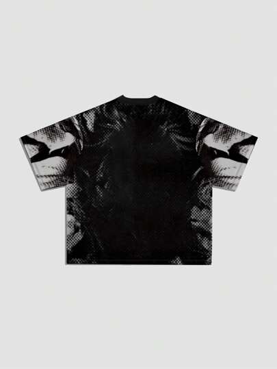 Street Life T-shirt ample à manches courtes avec imprimé tie-dye et personnage, mode gothique masculine, Halloween