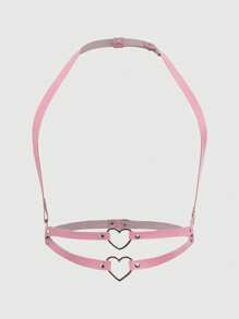 ROMWE 1pc Y2K Cute Kawaii Heart Decor Suspender/Bib Strap, Carnival - Pink - View 6