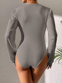 SHEIN Tall Long Sleeve Bodysuit, Minimalist And Fashionable, Suitable For Summer
