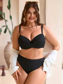 Swim Lushoire Set di costumi da bagno eleganti da resort con coppe rigide imbottite, taglie forti