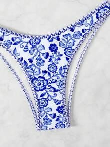 Swim Vcay Damen Sommer Strand Muster High Cut zufällige Bikini Hose