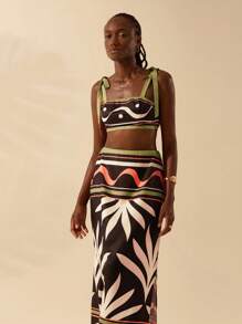 CAJUNI Damen Carioca Urlaubs Lässig Sommer Boho Tropischer Schmetterling Muster Träger Camisole