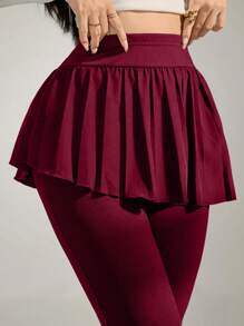 Modelyn Conjunto de falda con volantes de color liso y mallas para mujer para hacer ejercicio y fitness