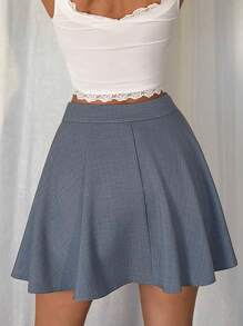 SHEIN Unity 2025 New Korean Style Pleated A-Line Skort - Dark Grey - View 2