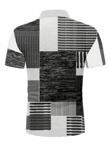 Manfinity Homme Men's Fashion Contrast Stripe Short Sleeve Polo Shirt - Multicolor - View 2