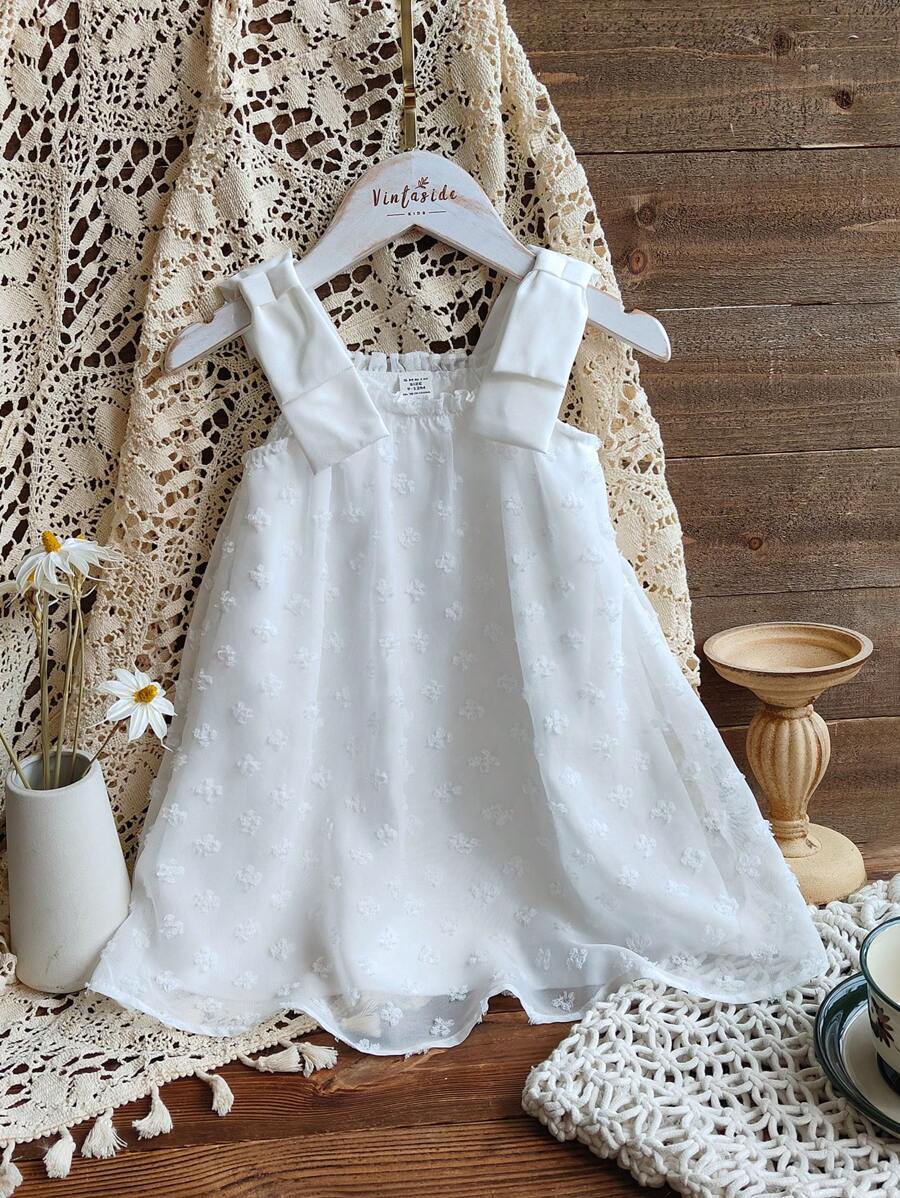 Vintaside Kids 1pc Baby Girl Cute Cut-Out Bow Decor Dress - Multicolor - View 1